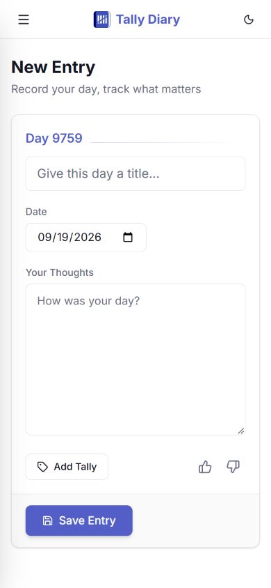 Tally Diary’s entry editor on mobile
